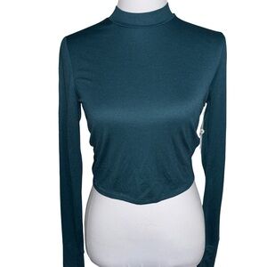 DownEast Teal Long Sleeve Crop Top